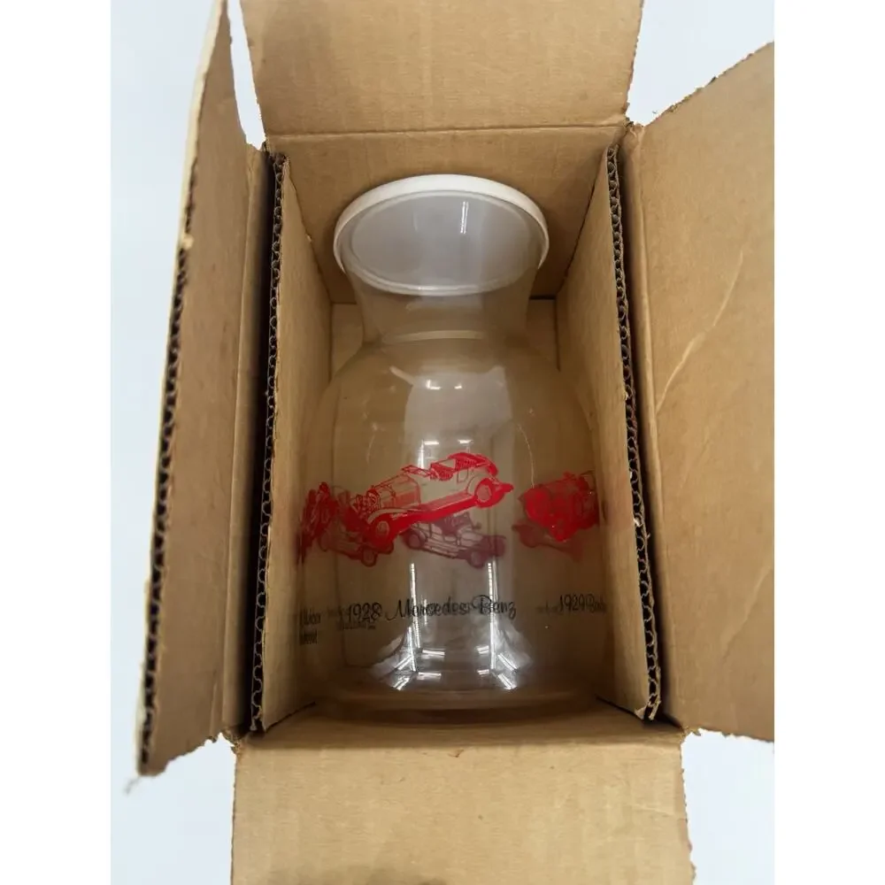 Northwestern Bottle Co Classic Car Carafe and 6 Juice Glass Set Vintage in Box